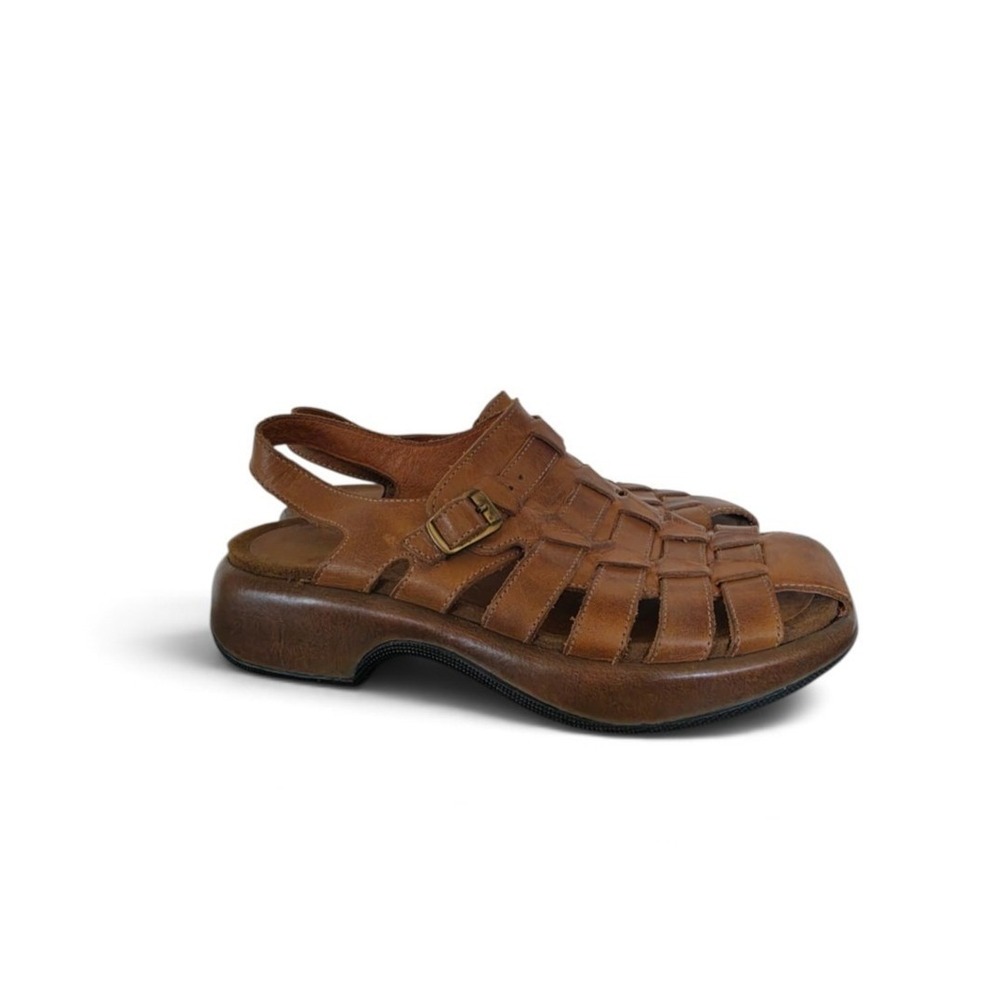 Dansko Fisherman Resort Boho Brown Leather Chunky Platformed Sandals 39 US 8.5